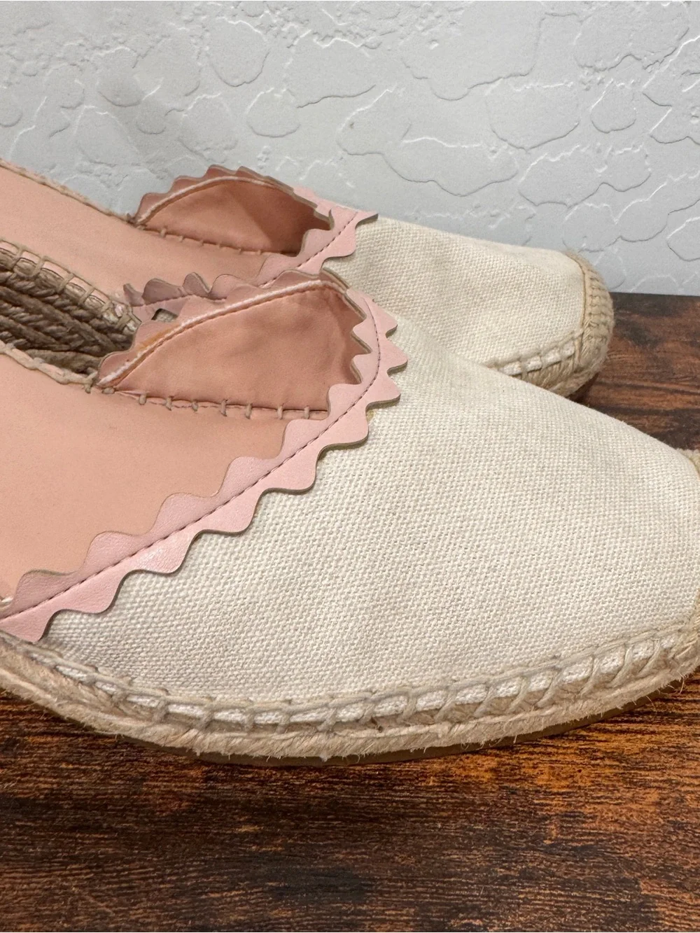 Kate Spade Thea Wedge Espadrille Sandals Womens 10 Heels Scalloped Edge Classic